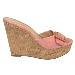 Veronica Beard Donata Suede Sandals Wedges in Pink